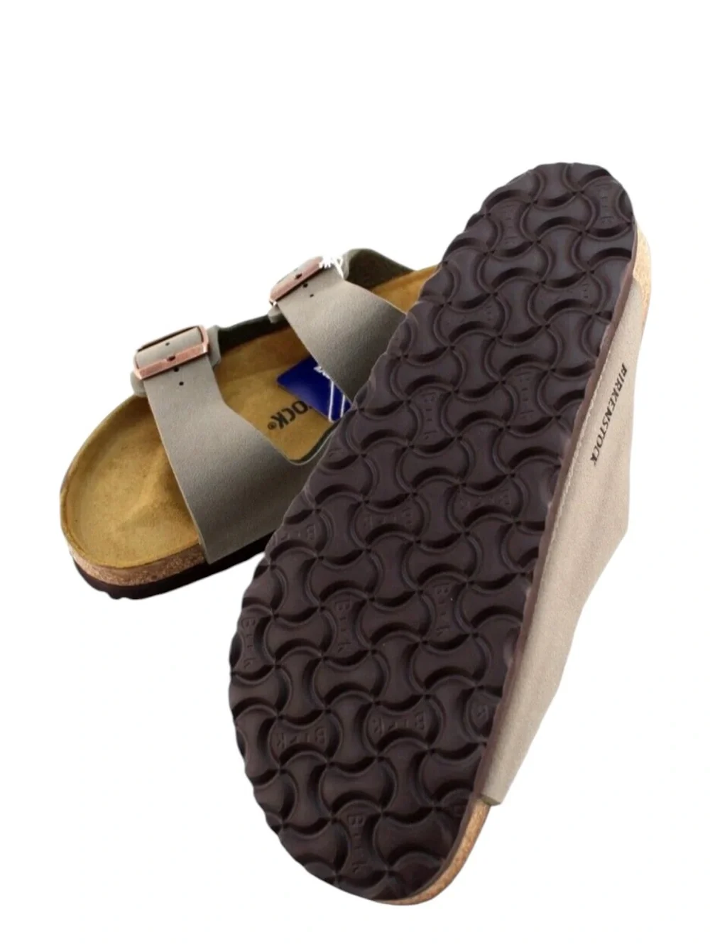 NWT Birkenstock Arizona Birko-Flor Sandals in Stone Size 44 Regular Width